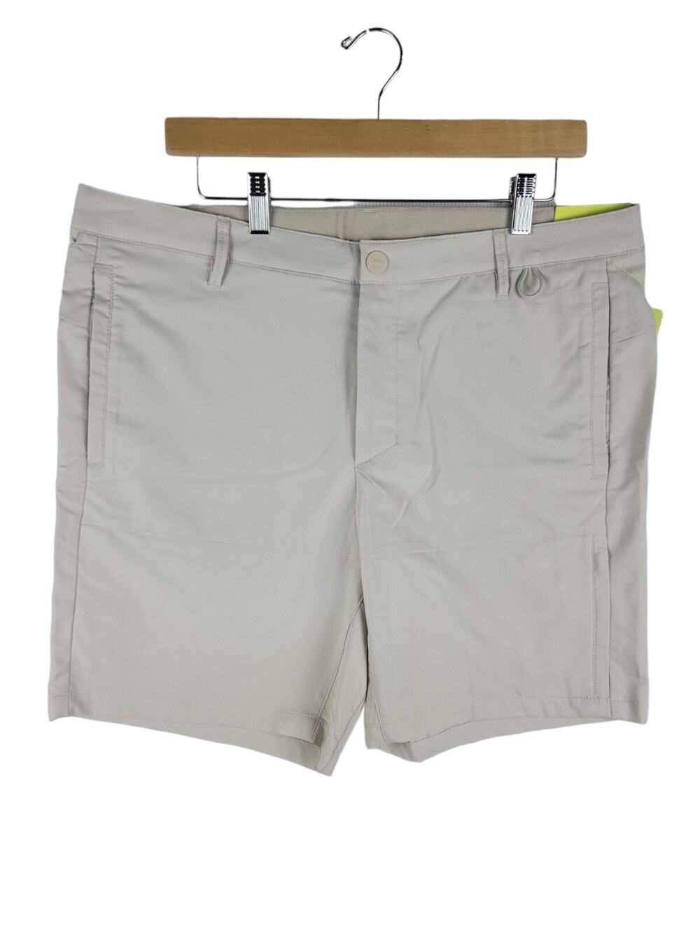Golf Shorts Size 38 All In Motion Beige Khaki Tan Stretch Flat Front Zipper Poc